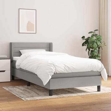 vidaXL Boxspring met matras stof lichtgrijs 90x200 cm, Verzenden, Nieuw