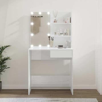 vidaXL Kaptafel met LED-verlichting 74,5x40x141 cm hoogglans, Huis en Inrichting, Verzenden, Nieuw