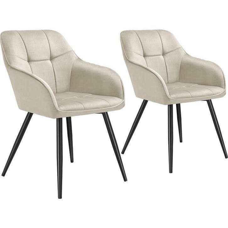 tectake Eetkamerstoel Marilyn, fluweeloptiek, gestikt patroo, Huis en Inrichting, Stoelen, Verzenden