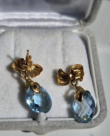 Boucles doreilles - 18 carats Or jaune, Aigue-marine