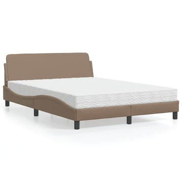 vidaXL Bed met matras Dover kunstleer cappuccinokleurig, Huis en Inrichting, Slaapkamer | Bedden, Verzenden, Nieuw