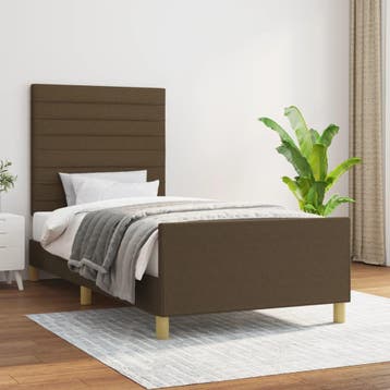 vidaXL Bedframe zonder matras 90x190 cm stof donkerbruin, Verzenden