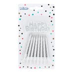 Zilveren Happy Birthday Kaarsen 16st, Verzenden