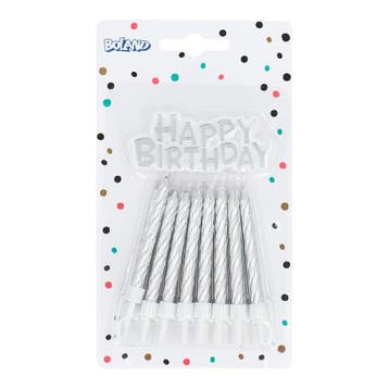 Zilveren Happy Birthday Kaarsen 16st, Hobby en Vrije tijd, Verzenden, Nieuw