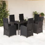 vidaXL 7-delige Tuinset met kussens poly rattan zwart, Verzenden, Nieuw, Tuinset