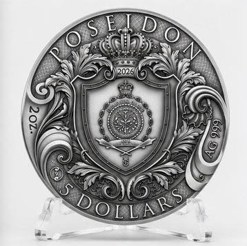 Niue. 5 Dollars 2026 – Poseidon – 2 oz Silver coin – Ag .999