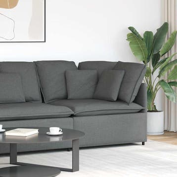 vidaXL Modulaire hoekbank met kussens 100 cm donkergrijs, Verzenden, Nieuw