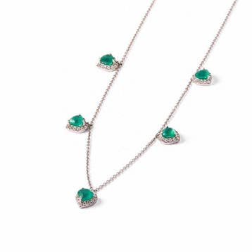 Halsketting - 14 karaat Witgoud - 2.49ct. tw. Smaragd -, Nieuw