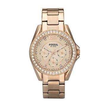 Fossil Riley ES2811 Dameshorloge 38 mm - Rosékleurig (Mode), Verzenden, Nieuw