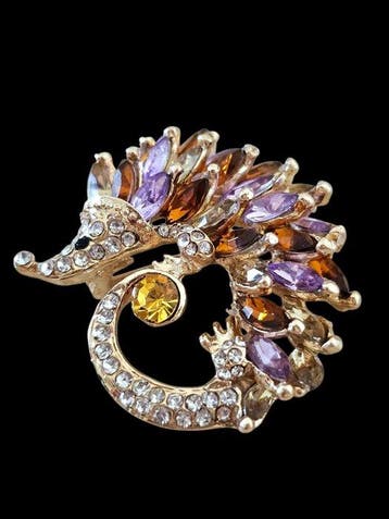 Broche Hérisson – Métal doré, cristaux Swarovski - Broche