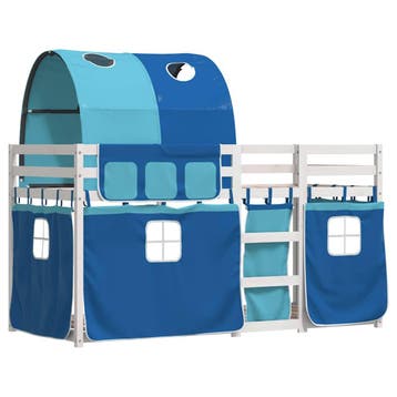 vidaXL Stapelbed met gordijnen 80x200 cm massief grenenhout, Verzenden