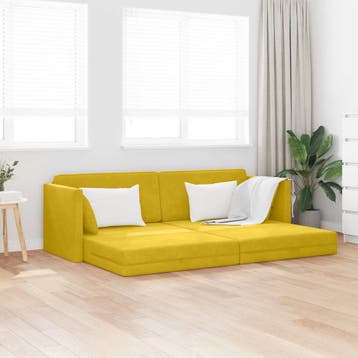 vidaXL Vloerslaapbank / zetel Geel 213 x 70 x 77 cm Fluweel, Verzenden