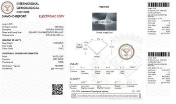 1 pcs Diamant (Natuurlijk) - 0.70 ct - Cushion - D