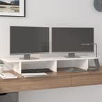 vidaXL Monitorstandaard 100x27x15 cm massief grenenhout wit, Verzenden, Nieuw