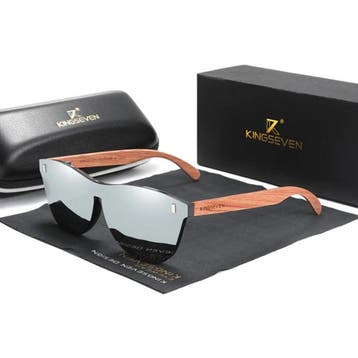 Luxe Zonnebril met Houten Montuur - UV400 en Polarisatie, Verzenden
