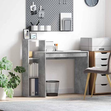 vidaXL Bureau Beton Grijs Bewerkt hout 100 x 40 x 90 cm, Verzenden