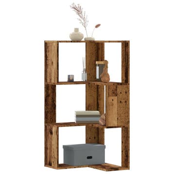 vidaXL Boekenkast 3-laags hoek 50x50x102 cm bewerkt hout oud, Huis en Inrichting, Kasten | Boekenkasten, Verzenden, Nieuw