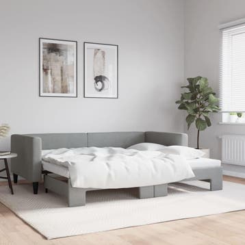 vidaXL Slaapbank met onderschuifbed 90x190 cm stof, Verzenden