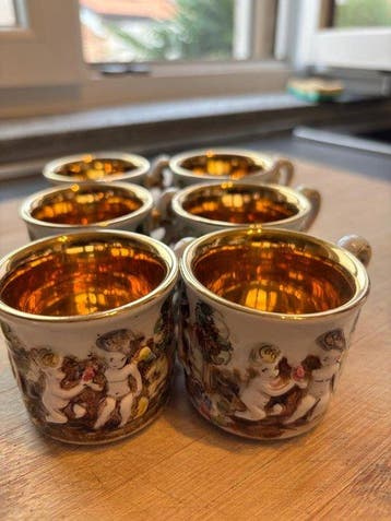 R. Capodimonte - Koffieservies (9) - Porselein, Verguld,
