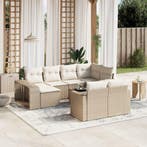 vidaXL 11-delige Tuinset met kussens poly rattan beige, Verzenden