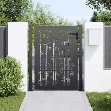 vidaXL Tuinpoort 110 x 155 cm Gepoedercoat staal Zwart, Verzenden, Nieuw