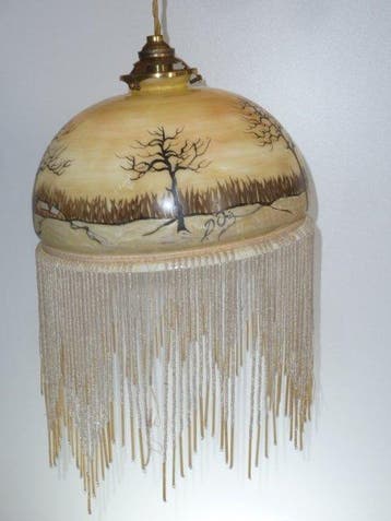 G.Oriz 1920-30 Art Deco - Plafondlamp met lampenkap -
