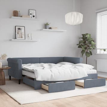 vidaXL Slaapbank onderschuifbed en lades 90x190 cm fluweel, Verzenden, Nieuw