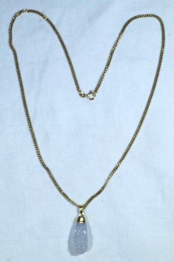 Ketting met hanger - 18 karaat Geel goud Jade -