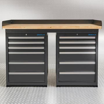 Datona Werkbank PRO - eiken werkblad - 12 lades - 150 cm -, Ophalen of Verzenden, Nieuw
