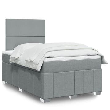 vidaXL Boxspring met matras stof lichtgrijs 120x190 cm, Verzenden