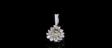 Hanger - 14 karaat Witgoud - 0.75ct. tw. Geel Diamant