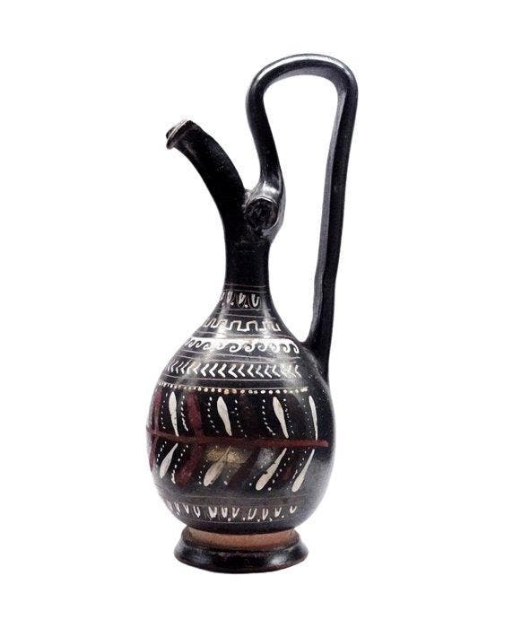 Oud-Grieks Epichysis fijn versierd - Apulië, Gnathia - 4e, Verzamelen, Mineralen en Fossielen