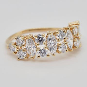 Zonder minimumprijs - Ring - 14 karaat Geel goud - 2.01ct., Nieuw