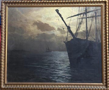 Fabio Cipolla (1852-1935) - Marina con imbarcazioni