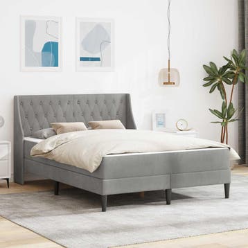 vidaXL Bedframe met matras met matras Lichtgrijs 140 x 190, Huis en Inrichting, Slaapkamer | Matrassen en Bedbodems, Verzenden