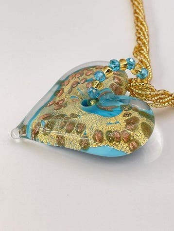 24 karaat - Murano-glas, Geel goud - Ketting met hanger -