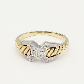 Ring - 14 karaat Geel goud, Witgoud Diamant (Natuurlijk), Handtassen en Accessoires, Nieuw