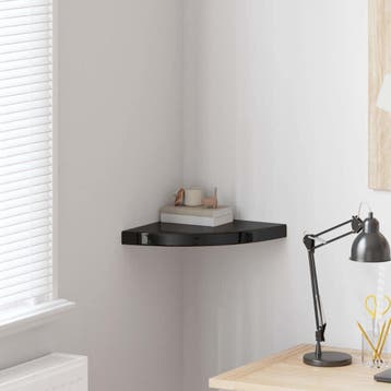 vidaXL Hoekschap zwevend 35x35x3,8 cm MDF hoogglans zwart, Verzenden, Nieuw