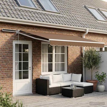 vidaXL Elektrisch Uitschuifbare Zonneluifel Taupe 4 × 3 m, Verzenden, Nieuw