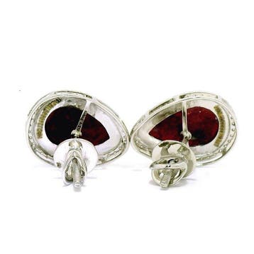 Boucles doreilles cloutées Platine - 4.33ct. tw. Rubis -