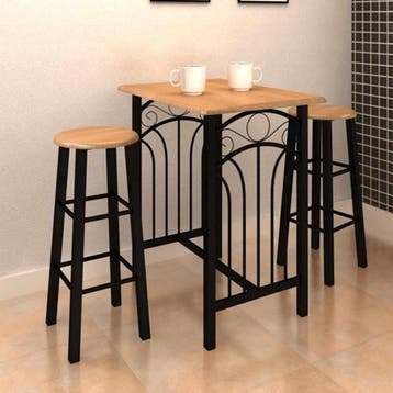 vidaXL 3-delige Bartafel en -krukkenset massief hout en, Maison & Meubles, Salles à manger complètes, Verzenden