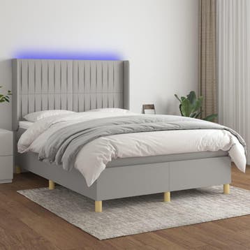 vidaXL Boxspring met matras en LED stof lichtgrijs 140x200, Huis en Inrichting, Verzenden, Nieuw
