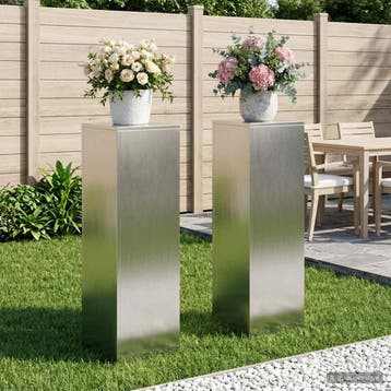 vidaXL Plantenstand 2 pcs zilver 30 x 30 x 100 cm Staal, Jardin & Terrasse, Verzenden