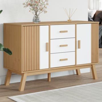 vidaXL Dressoir OLDEN 114x43x73,5 cm massief grenenhout wit, Verzenden