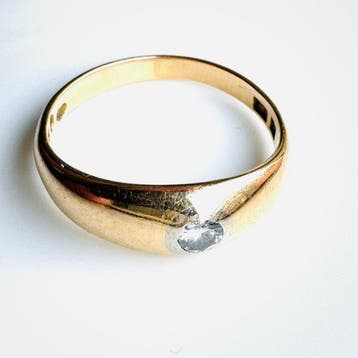 Zonder minimumprijs - Ring - 18 karaat Geel goud - 0.21ct.