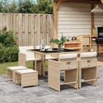 vidaXL 9-delige Tuinset met kussens poly rattan beige, Verzenden, Nieuw, Tuinset
