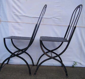 Chaise (2) - Acier - Chaise de bistrot 1920, Antiquités & Art