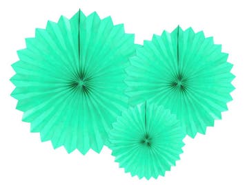 Papieren Waaiers Mintgroen Set 20-40cm 3 delig, Verzenden