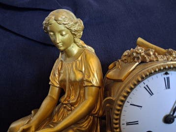Pendule - Henri Picard (1831-1864) - goudkleurig brons -, Antiek en Kunst