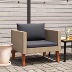 vidaXL Tuinbank eenzits met kussens poly rattan beige, Verzenden, Nieuw